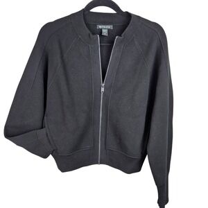 Athleta Women's Black Lyocell Blend Full Zip Bomber Jacket‎ Sweater Size M